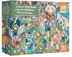 A Day in Cat Town with sweet Kittens Fish & Candies Puzzle