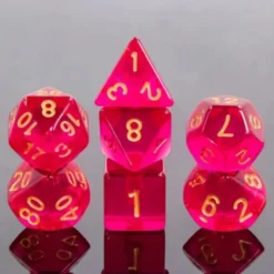 A Role Playing Dice Set: Dark Transparent Purple (Gold Font)