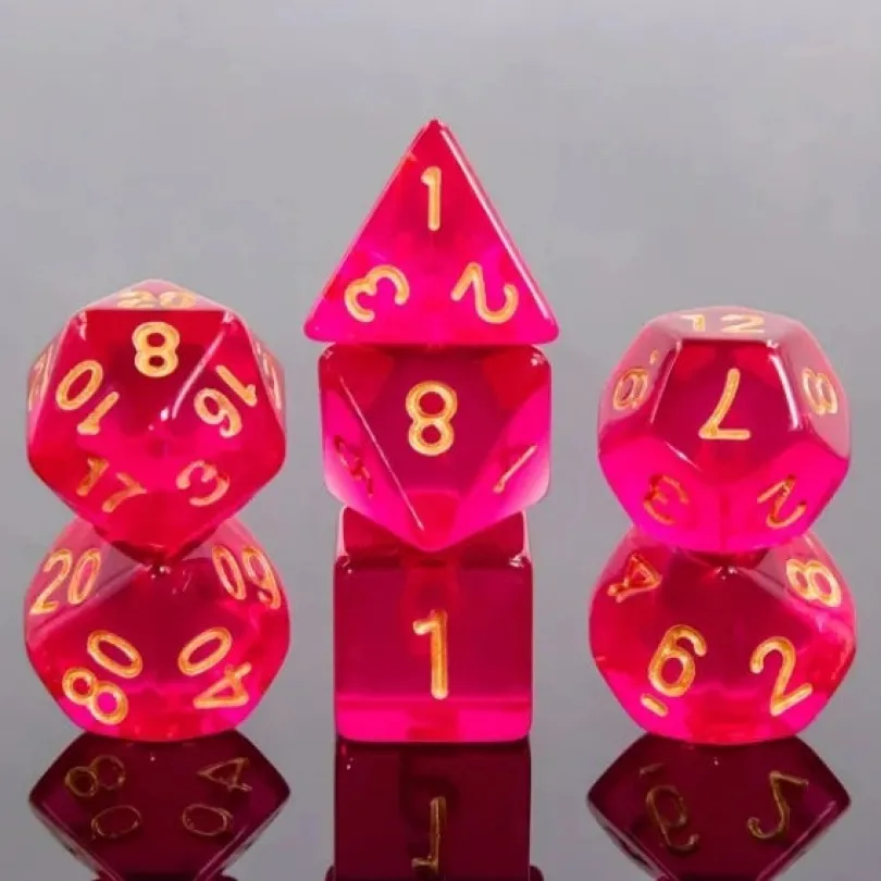 A Role Playing Dice Set: Dark Transparent Purple (Gold Font)