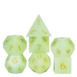 A Role Playing Dice Set - Glowing Gem Stone Dice With leather Hexagon Box