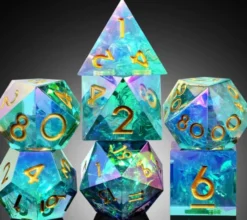 A Role Playing Dice Set - Green And Purple Spectral