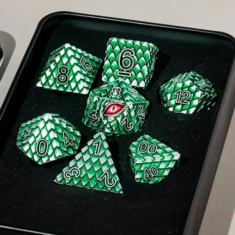 A Role Playing Dice Set: Metallic - Dragon Scale Green