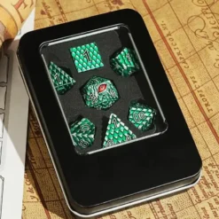 A Role Playing Dice Set: Metallic - Dragon Scale Green