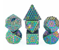 A Role Playing Dice Set Metallic - Dragon Scale Rainbow Glitter