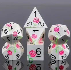 A Role Playing Dice Set Metallic - Pink Rose