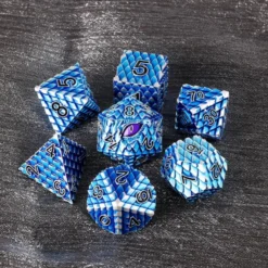 A Role Playing Dice Set Metallic - Dragon Scale Blue