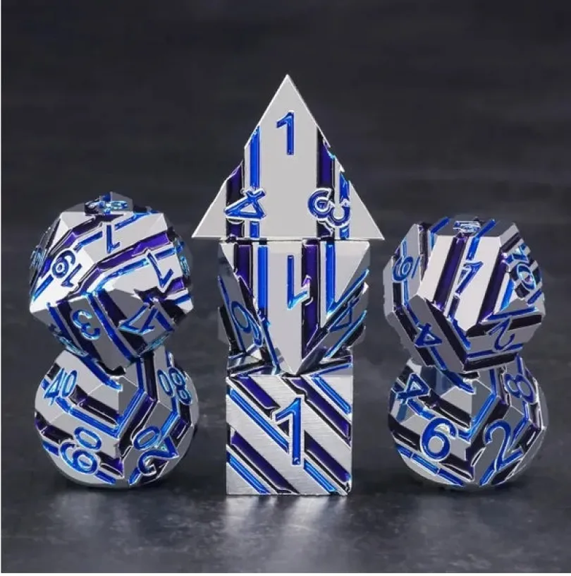 A Role Playing Dice Set Metallic - Blue Flash
