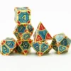 A Role Playing Dice Set Metallic Steampunk Bluered