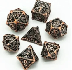 A Role Playing Dice Set Metallic Brons Hollow Metal Dnd Dice Cthulhu