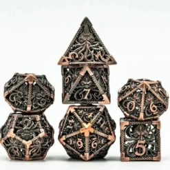 A Role Playing Dice Set Metallic Brons Hollow Metal Dnd Dice Cthulhu