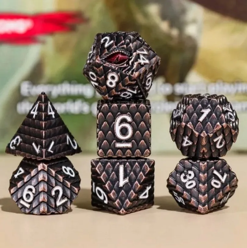 A Role Playing Dice Set Metallic - Dragon Scale Dark Brown