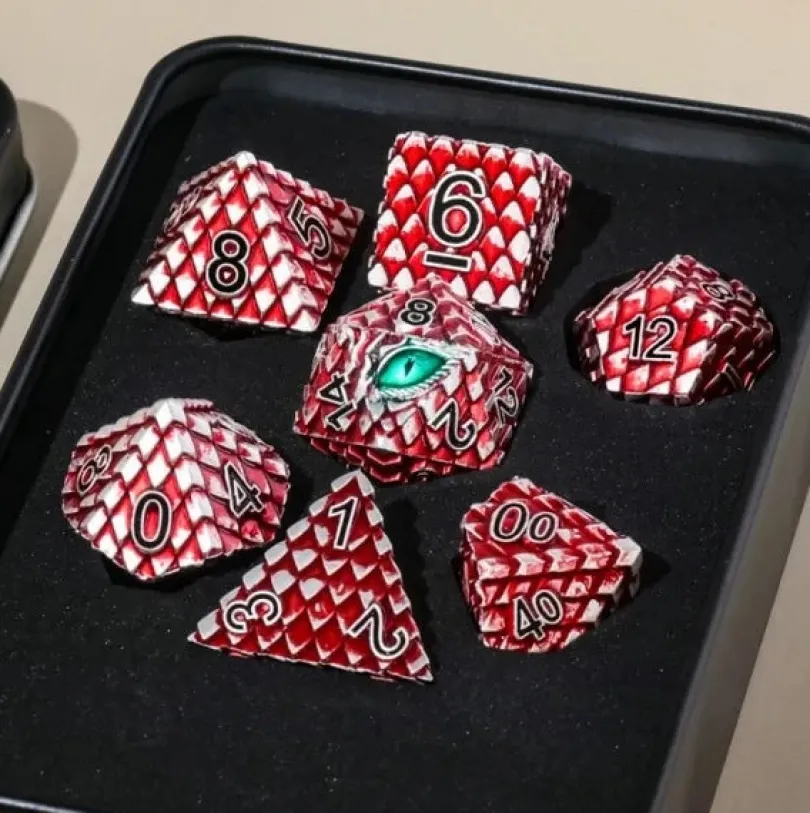 A Role Playing Dice Set Metallic - Dragon Scale Red