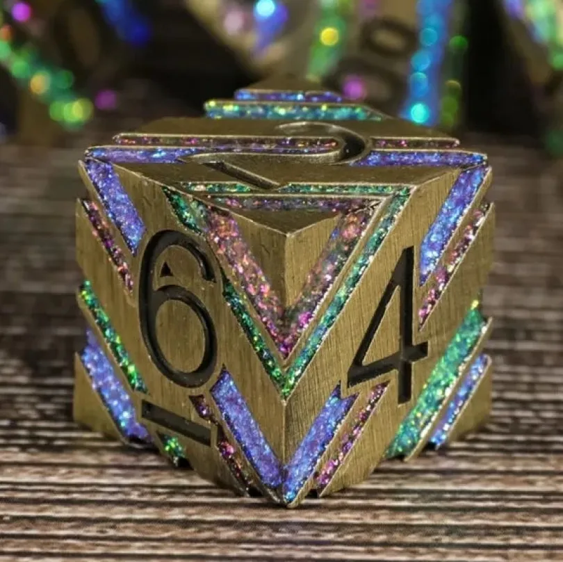 A Role Playing Dice Set Metallic - Gold Rainbow