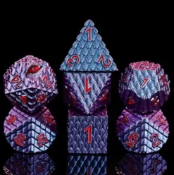 A Role Playing Dice Set Metallic - Dragon Scale Purple Glitter