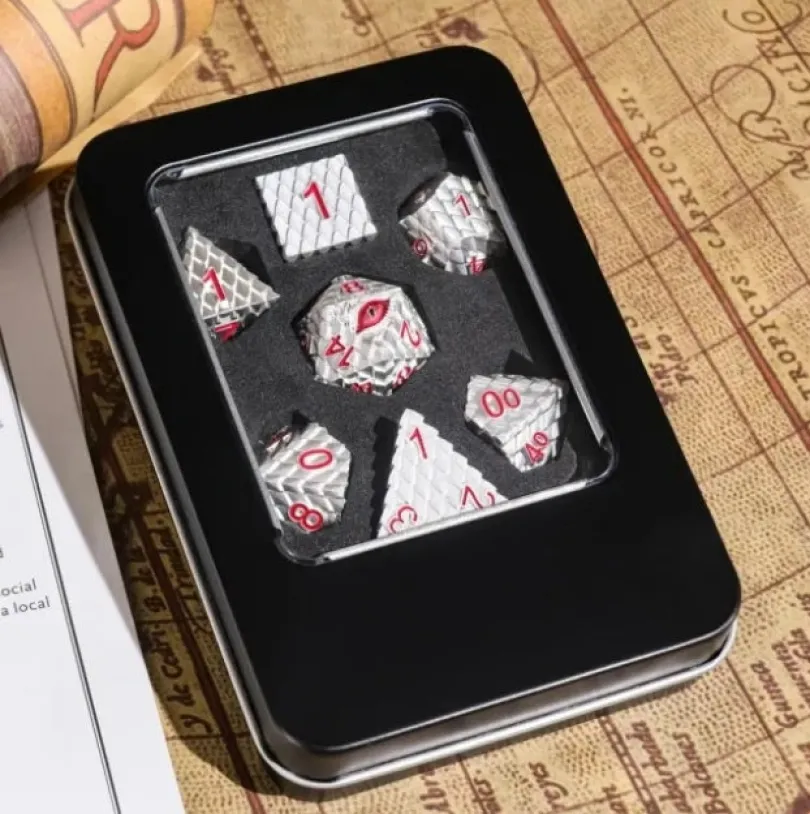 A Role Playing Dice Set Metallic - Dragon Scale Silver