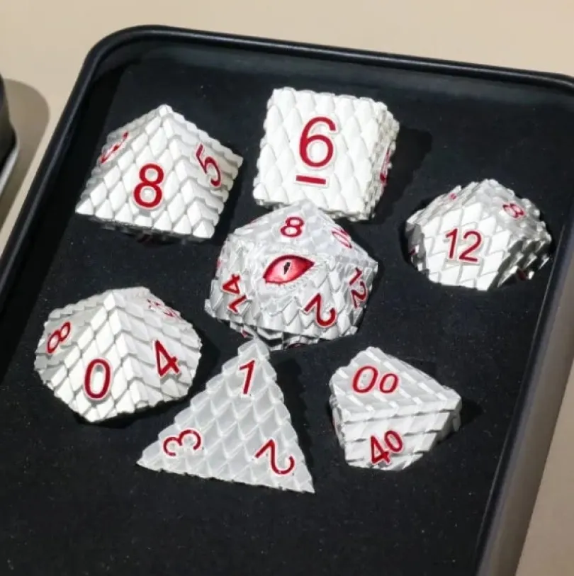 A Role Playing Dice Set Metallic - Dragon Scale Silver