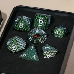 A Role Playing Dice Set: Metallic - Dragon Scale Dark Green Glitter
