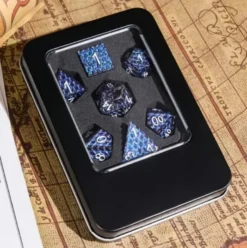 A Role Playing Dice Set Metallic - Dragon Scale Dark Blue Glitter