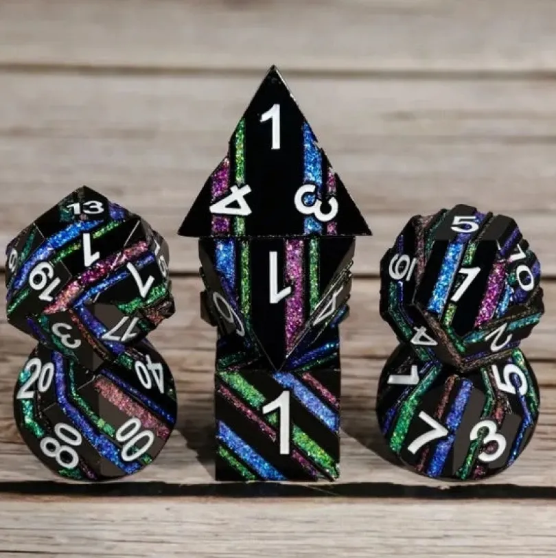 A Role Playing Dice Set Metallic - Dark Rainbow