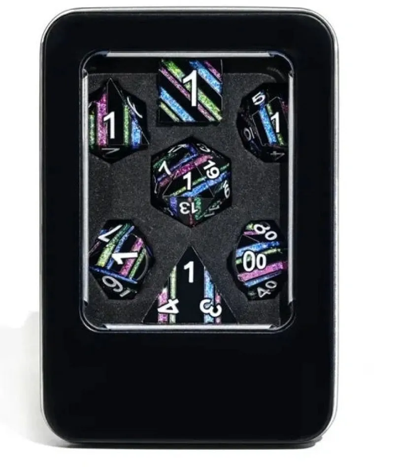 A Role Playing Dice Set Metallic - Dark Rainbow