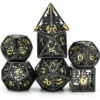 A Role Playing Dice Set Metallic - Hollow Metal DND Dice (Snowflake) Black