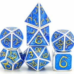 A Role Playing Dice Set Metallic - Silver Blue ( Cloud Dragon )