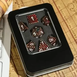A Role Playing Dice Set Metallic - Dragon Scale Blood Red
