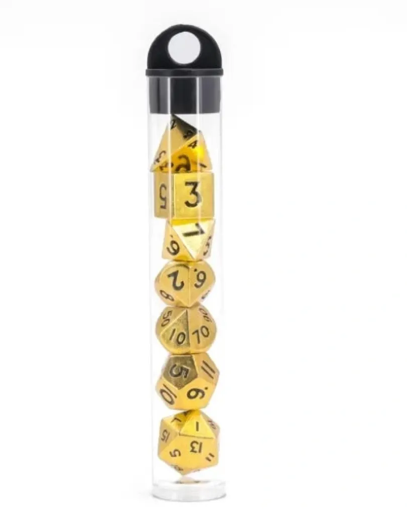 A Role Playing Dice Set Metallic - Mini Metall - Gold (storlek 10 mm)