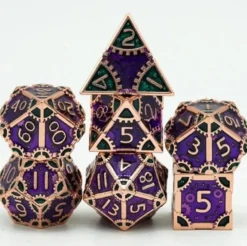 A Role Playing Dice Set Metallic - Steampunk Lila/Grön