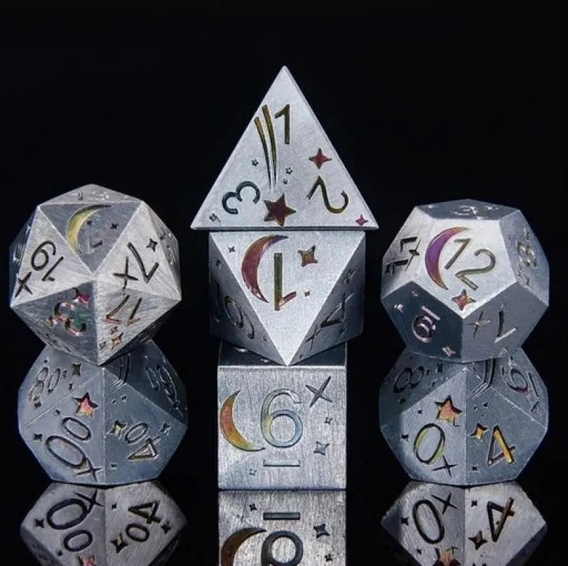 A Role Playing Dice Set Metallic - Rainbow Comet