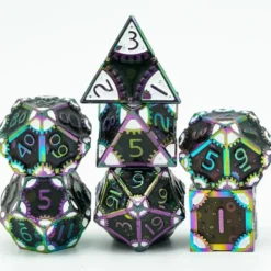 A Role Playing Dice Set Metallic - Steam Punk Rainbow/White