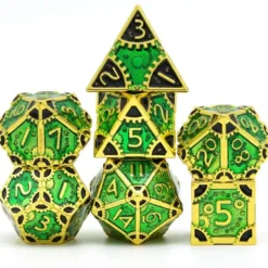 A Role Playing Dice Set Metallic Steampunk Greengold