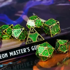 A Role Playing Dice Set Metallic Steampunk Greengold