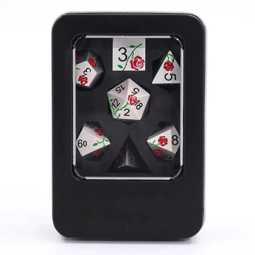 A Role Playing Dice Set Metallic - Red Rose