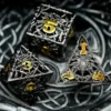 A Role Playing Dice Set Metallic Hollow Metal Dnd Dice Spider Black
