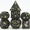 A Role Playing Dice Set Metallic - Hollow Metal DND Dice (Flying Dragon) Black