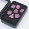 A Role Playing Dice Set Metallic Dragon Scale Rose Glitter