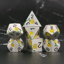 A Role Playing Dice Set Metallic - Yellow Rose