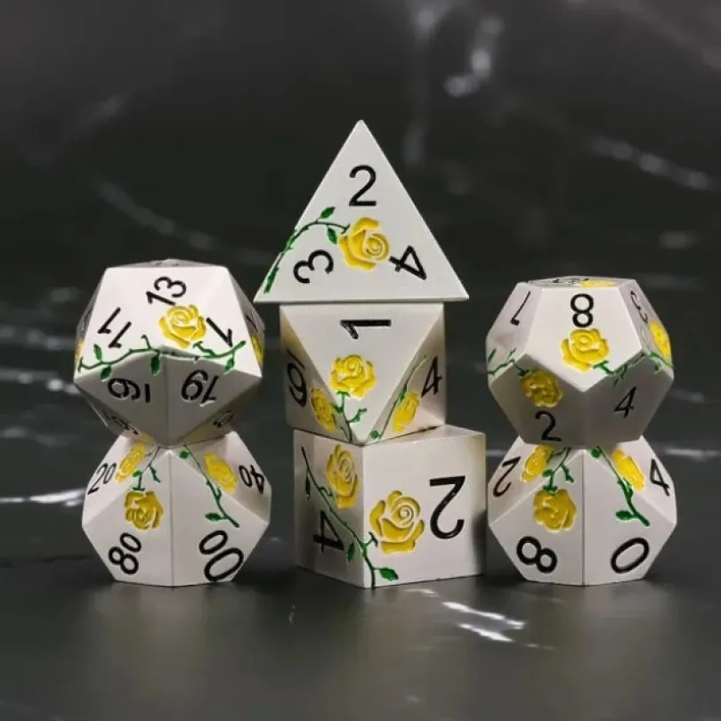 A Role Playing Dice Set Metallic - Yellow Rose