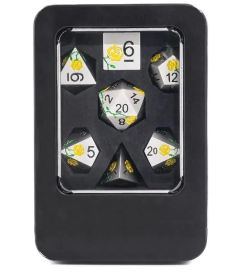A Role Playing Dice Set Metallic - Yellow Rose
