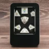 A Role Playing Dice Set Metallic - Silver Rainbow Numbers