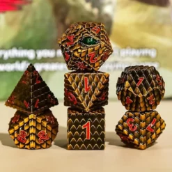 A Role Playing Dice Set Metallic - Dragon Scale Gold