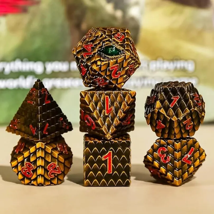 A Role Playing Dice Set Metallic - Dragon Scale Gold