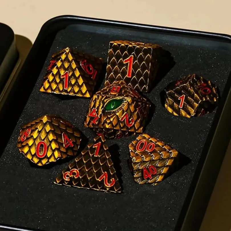 A Role Playing Dice Set Metallic - Dragon Scale Gold