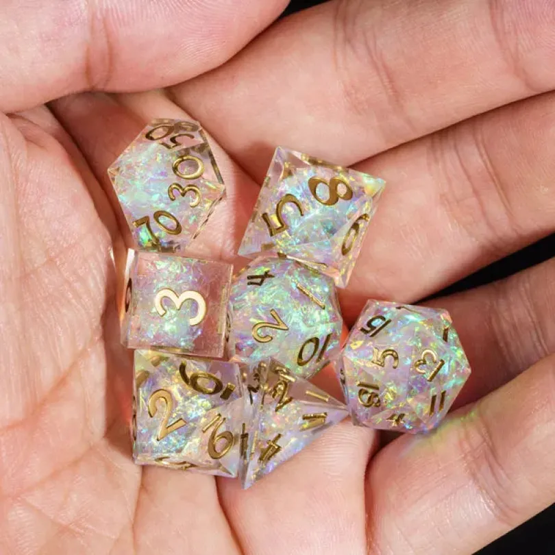 A Role Playing Dice Set Mini Whitegold Sharp 115 15 Mm Dice