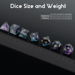 A Role Playing Dice Set - Obsidian Fluorite Gemstone Stone Dice