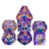 A Role Playing Dice Set - Purple With Gold Font (Blue Liquid Core)