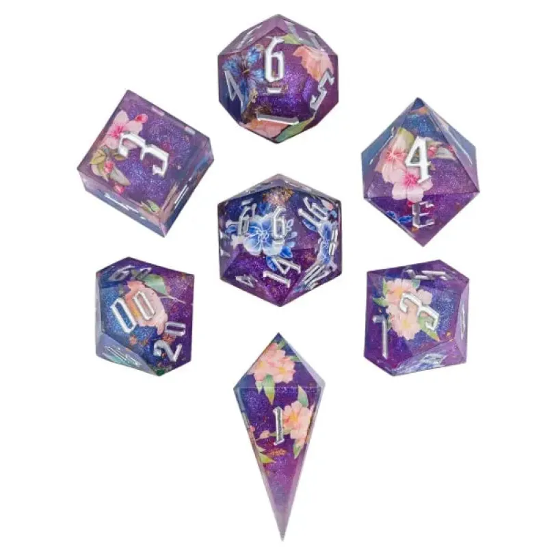 A Role Playing Dice Set - Purple Flower Dice