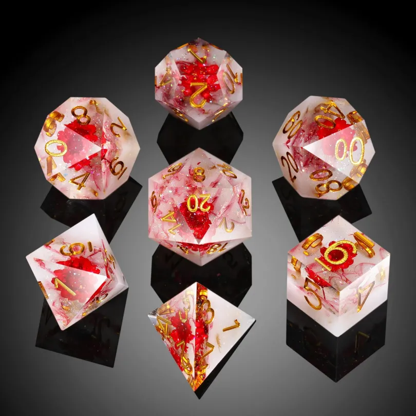 A Role Playing Dice Set Red Flower