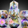 A Role Playing Dice Set - White And Purple Spectral (Blue Liquid Core)